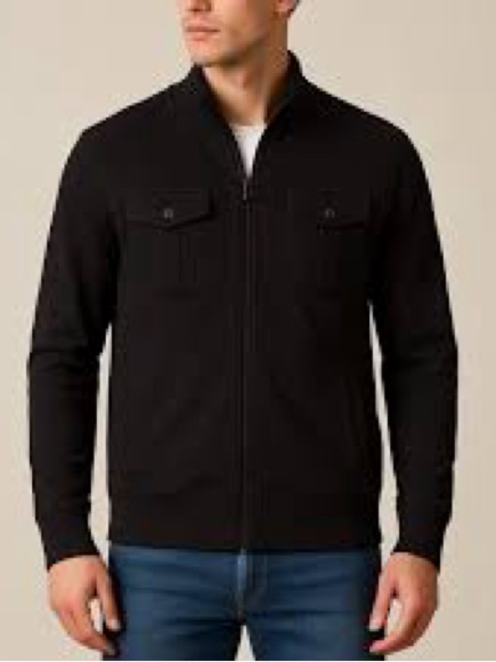 MICHAEL Michael Kors Black Full-Zip Knit Sweater Jacket